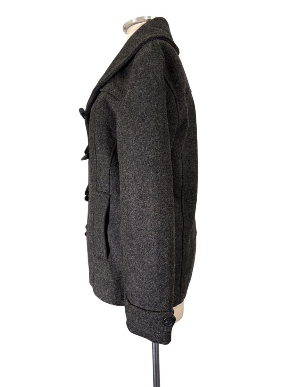 Spiewak & Sons Gray Wool Mid Length Fitted Toggle Duffle Coat Size Medium - Picture 3 of 10